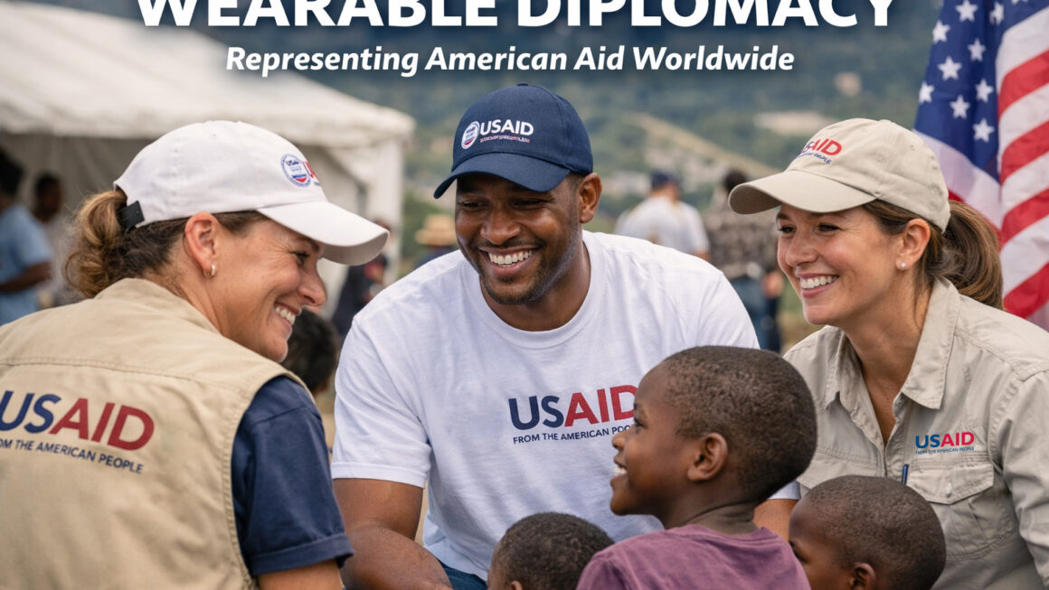 Wearable Diplomacy: usaid hat and usaid logos