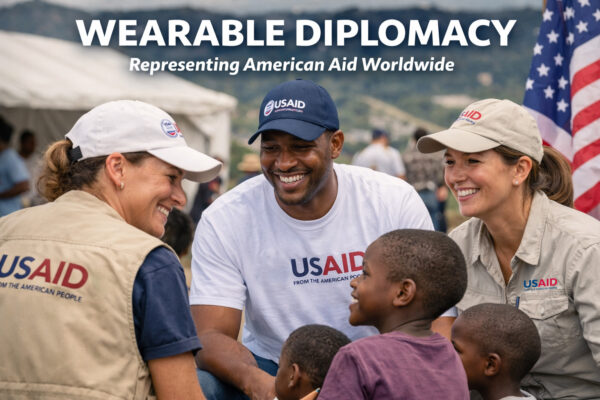 Wearable Diplomacy: usaid hat and usaid logos