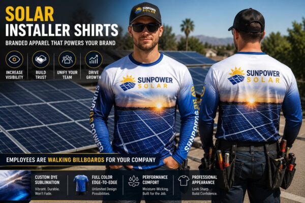 Solar Installer Shirts: How Branded Apparel Supports Solar Company Marketing and Business Growth