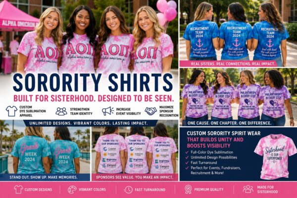 Sorority Shirts: How Custom Apparel Builds Sisterhood, Increases Event Visibility, and Enhances Sponsor Recognition